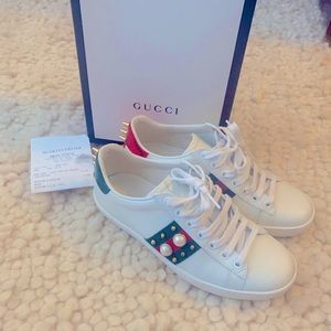 Gucci Ace Sneakers Pearls Spikes EUC